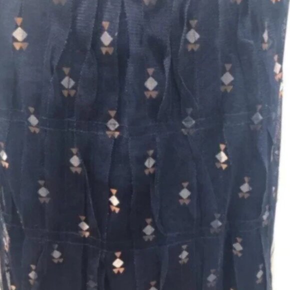 Ochirly Navy Print Overlay Boho Business Casual Party Dress Medium - Picture 6 of 8